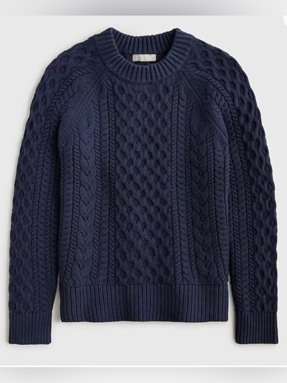 J. Crew Cotton Cable-Knit Crewneck Sweater